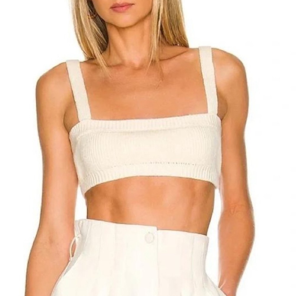Danielle Bernstein Sweater Pull On Bra Chunky Knit Cream Crop Top